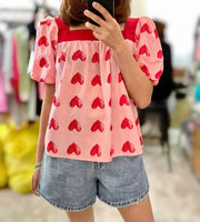 Puffy Sleeves Printed Top (3 colours) (pre order)