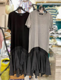Mixed Fabric Pleated Hem OP (2 colours) (pre order)