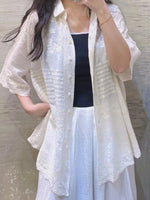 Floral Embroidered Long Shirt (2 colours) (pre order)