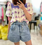 Puffy Sleeves Printed Top (3 colours) (pre order)