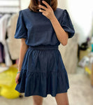 Denim Top with Skirt Set (pre order)