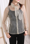 Front Knot Dot Dot See Through Top