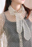 Front Knot Dot Dot See Through Top