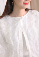 Ruffle Trim See Through Lace Blouse