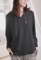 Split Sleeves Chiffon Top (with Gold Plated Chain) (2 colours)
