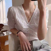 Picot Edge Pom Pom Embroidered Top (2 colours) (pre order)