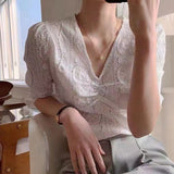 Picot Edge Pom Pom Embroidered Top (2 colours) (pre order)