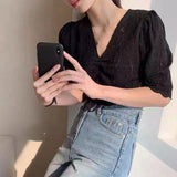 Picot Edge Pom Pom Embroidered Top (2 colours) (pre order)