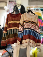 Ethnic Style Knit Top (2 colours) (pre order)