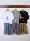 Faux Two Floral Hem OP (3 colours) (pre order)