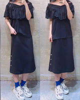 V-Neck Ruffle Trimmed Top (3 colours) (pre order)