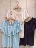 V-Neck Ruffle Trimmed Top (3 colours) (pre order)