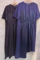 Mixed Fabric Asymmetric Hem Dress (2 colours) (pre order)