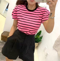 Puff Sleeves Striped Top (3 colours) (pre order)