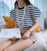 Puff Sleeves Striped Top (3 colours) (pre order)