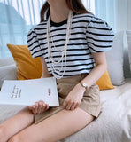 Puff Sleeves Striped Top (3 colours) (pre order)