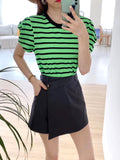 Puff Sleeves Striped Top (3 colours) (pre order)