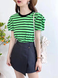 Puff Sleeves Striped Top (3 colours) (pre order)