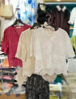 Picot Hem Embroidered Top (3 colours) (pre order)