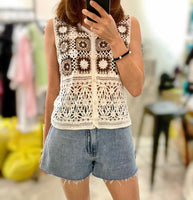 Crochet Knit Vest (2 colours) (pre order)