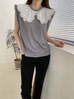 Embroidered Trimmed Collar Top (5 colours) (pre order)