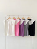 Embroidered Trimmed Collar Top (5 colours) (pre order)