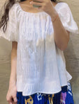 Puffy Sleeves Embossing Top (3 colours) (pre order)