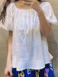 Puffy Sleeves Embossing Top (3 colours) (pre order)