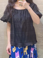 Puffy Sleeves Embossing Top (3 colours) (pre order)