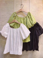 Puffy Sleeves Embossing Top (3 colours) (pre order)