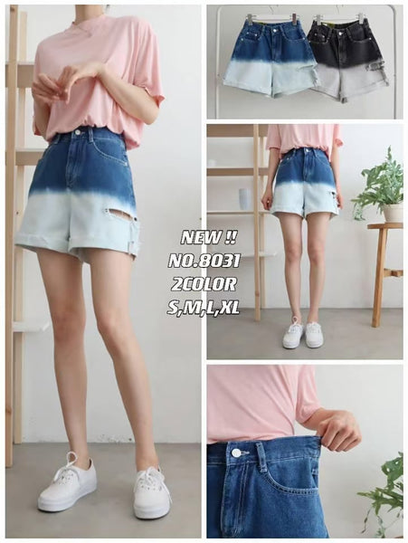 Two-Tone Denim Shorts (2 colours) (S-XL) (pre order)