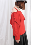 (Korean) Cool Shoulder Layered Top – Brick Red, TOP, KOREAN, Drive Store