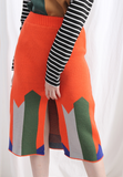 (Korean) Retro Style Geometric Knit Skirt