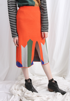 (Korean) Retro Style Geometric Knit Skirt