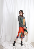 (Korean) Retro Style Geometric Knit Skirt