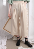 (Korean) Chiffon Ruffle Side Trims Wide Legs Trousers – Beige, BOTTOMS, KOREAN, Drive Store