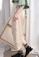 (Korean) Chiffon Ruffle Side Trims Wide Legs Trousers – Beige, BOTTOMS, KOREAN, Drive Store