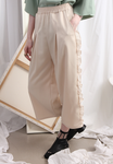 (Korean) Chiffon Ruffle Side Trims Wide Legs Trousers – Beige, BOTTOMS, KOREAN, Drive Store