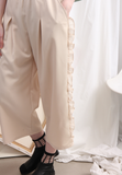 (Korean) Chiffon Ruffle Side Trims Wide Legs Trousers – Beige, BOTTOMS, KOREAN, Drive Store