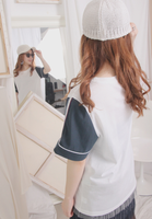 Contrast Color Mixed Fabric Sleeves Top