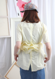 (Korean) Detachable Ruffle Trim Blouse – Pale Yellow