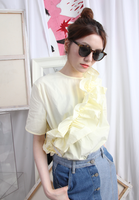 (Korean) Detachable Ruffle Trim Blouse – Pale Yellow