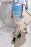 (Korean) Ombre Tiered Mesh Skirt
