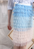 (Korean) Ombre Tiered Mesh Skirt