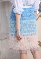 (Korean) Ombre Tiered Mesh Skirt