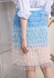 (Korean) Ombre Tiered Mesh Skirt