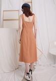 (One Piece) Pinstriped Front Twist Sling Dress