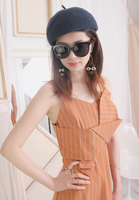 (One Piece) Pinstriped Front Twist Sling Dress