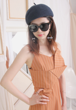 (One Piece) Pinstriped Front Twist Sling Dress