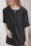 Pearls Top with Organza Sleeves